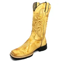 Bota De Couro Bovino Bufalada Amarelo Látego Burned - Cano Alto, Bico Quadrado, Solado Flex Comfort - imagem 5