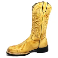 Bota De Couro Bovino Bufalada Amarelo Látego Burned - Cano Alto, Bico Quadrado, Solado Flex Comfort - imagem 2