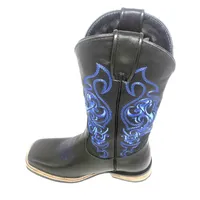 Bota de Couro Bovino Black Night Blue - Cano Alto, Bico , SOLADO X-FLEX ARTESANAL - imagem 2