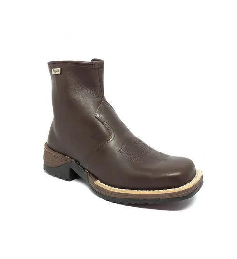 Bota de Couro Bovino Marrom - CANO CURTO, BICO QUADRADO, SOLADO JUMP
