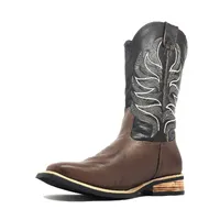 Bota de Couro Bovino Marrom Reforçada - 3 COSTURAS - CANO ALTO, BICO QUADRADO, SOLADO X-FLEX ARTESANAL - imagem 1