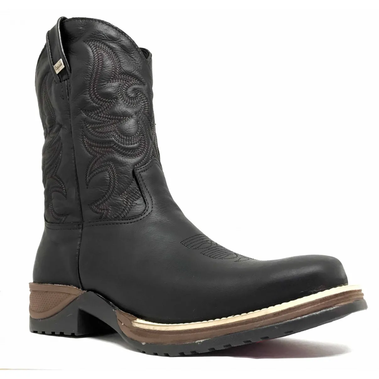 Bota de Couro Bovino Preto Fosco - CANO MÉDIO, BICO QUADRADO, SOLADO JUMP