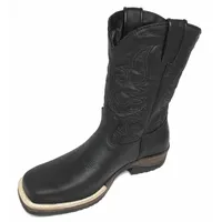Bota de Couro Bovino Preto Fosco - CANO MÉDIO, BICO QUADRADO, SOLADO JUMP - imagem 1