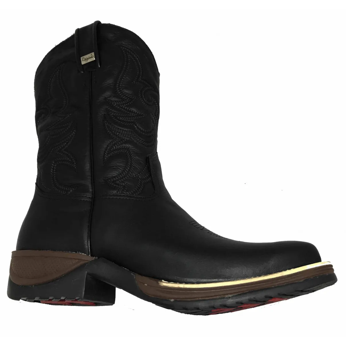 Bota de Couro Bovino Preto Fosco - CANO MÉDIO, BICO QUADRADO, SOLADO JUMP