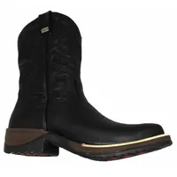 Bota de Couro Bovino Preto Fosco - CANO MÉDIO, BICO QUADRADO, SOLADO JUMP - imagem 4