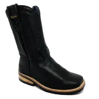 BOTA DE COURO BOVINO PRETO INFANTIL - CANO MÉDIO, BICO QUADRADO, ​SOLADO X-FLEX ARTESANAL - imagem 2