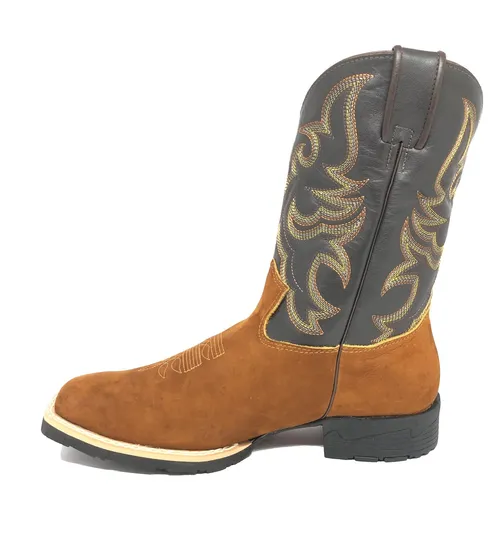 Bota Bufalada Caramelo - Cano Médio, Bico Quadrado, ​SOLADO FLEX COMFORT