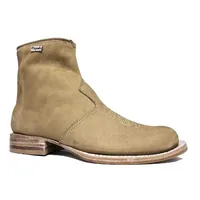 Bota de couro bovino Bufalada Marfim - CANO CURTO, BICO REDONDO, SOLADO DE COURO ARTESANAL - imagem 1