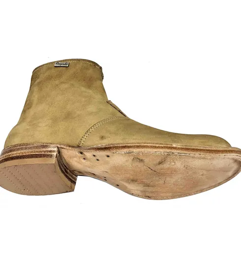 Bota de couro bovino Bufalada Marfim - CANO CURTO, BICO REDONDO, SOLADO DE COURO ARTESANAL