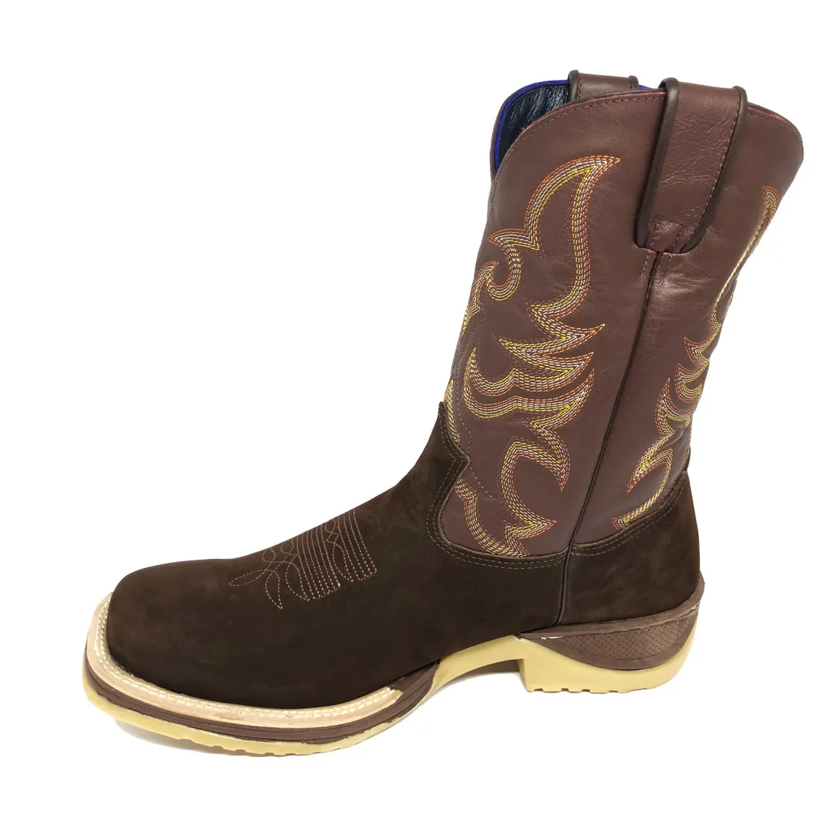 Bota de couro bovino Bufalada Marrom - CANO MÉDIO, BICO QUADRADO, SOLADO JUMP