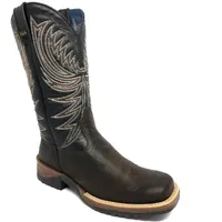 BOTA DE COURO BOVINO BUFALADA MARROM BURNED - CANO ALTO, BICO QUADRADO, SOLADO JUMP - imagem 1