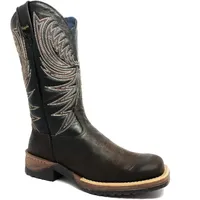 BOTA DE COURO BOVINO BUFALADA MARROM BURNED - CANO ALTO, BICO QUADRADO, SOLADO JUMP - imagem 6