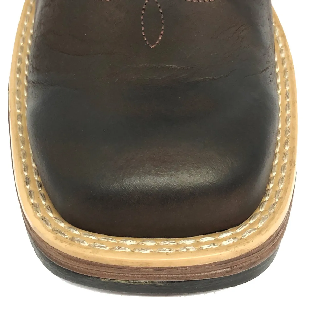 BOTA DE COURO BOVINO BUFALADA MARROM BURNED - CANO ALTO, BICO QUADRADO, SOLADO JUMP