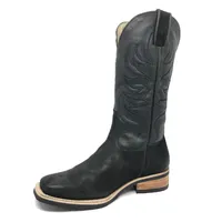 Bota Bufalada Preta Burned - Cano Alto, Bico Quadrado, Solado X-Flex Artesanal - imagem 5