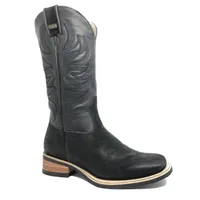 Bota Bufalada Preta Burned - Cano Alto, Bico Quadrado, Solado X-Flex Artesanal - imagem 1