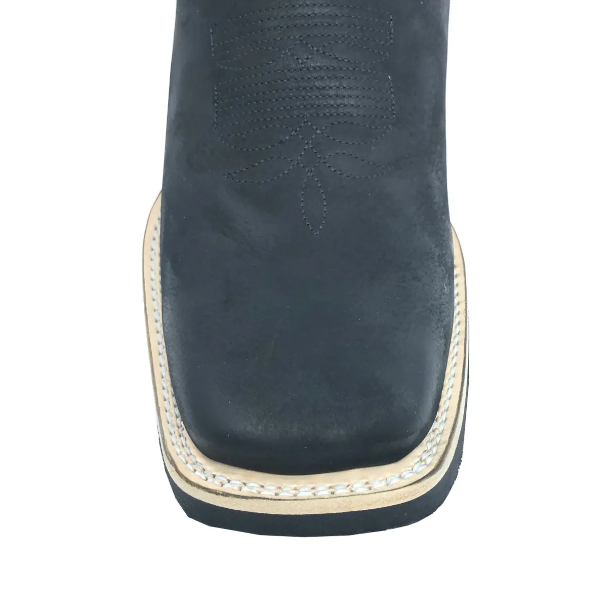 Bota Bufalada Preta Burned - Cano Alto, Bico Quadrado, Solado X-Flex Artesanal