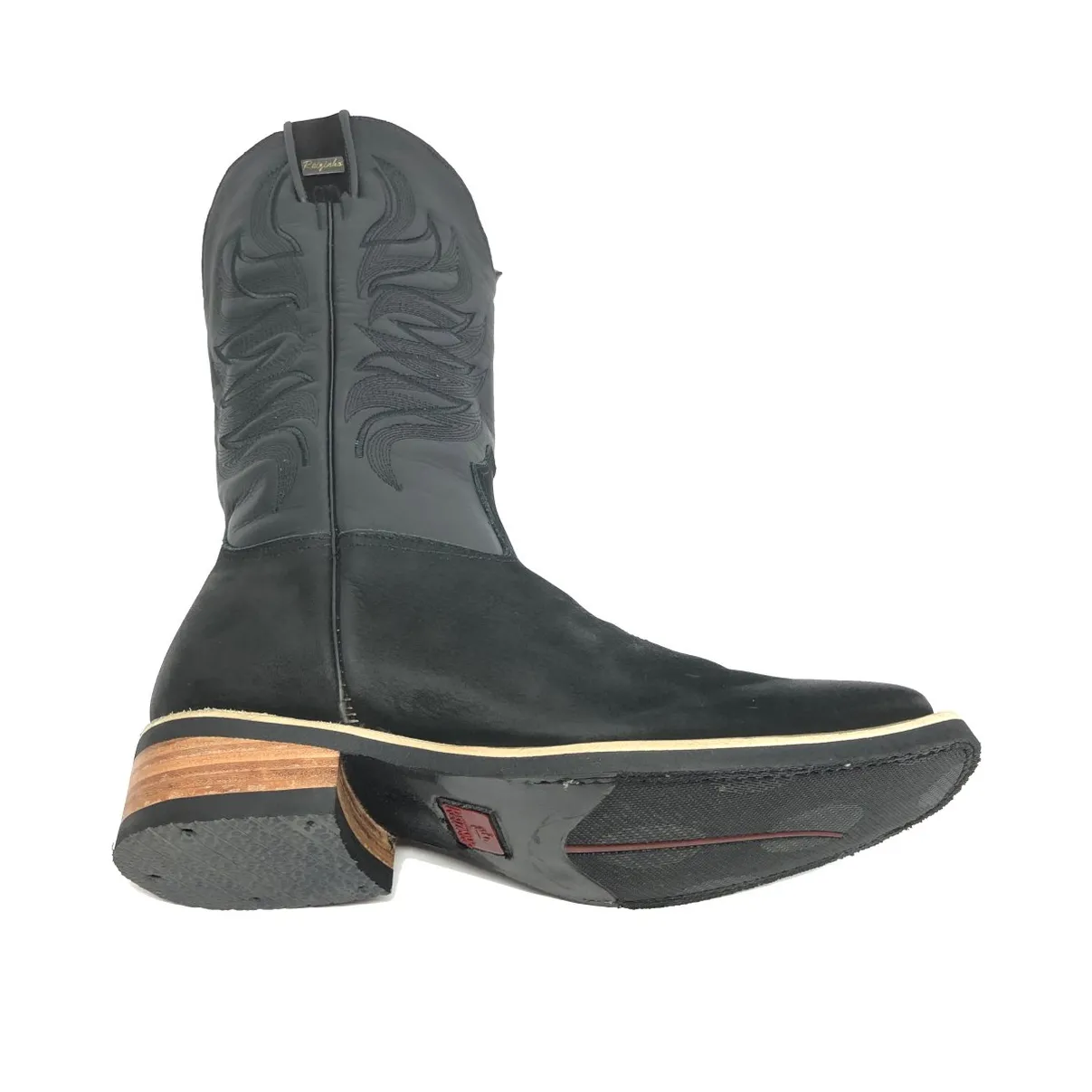 Bota Bufalada Preta Burned - Cano Alto, Bico Quadrado, Solado X-Flex Artesanal