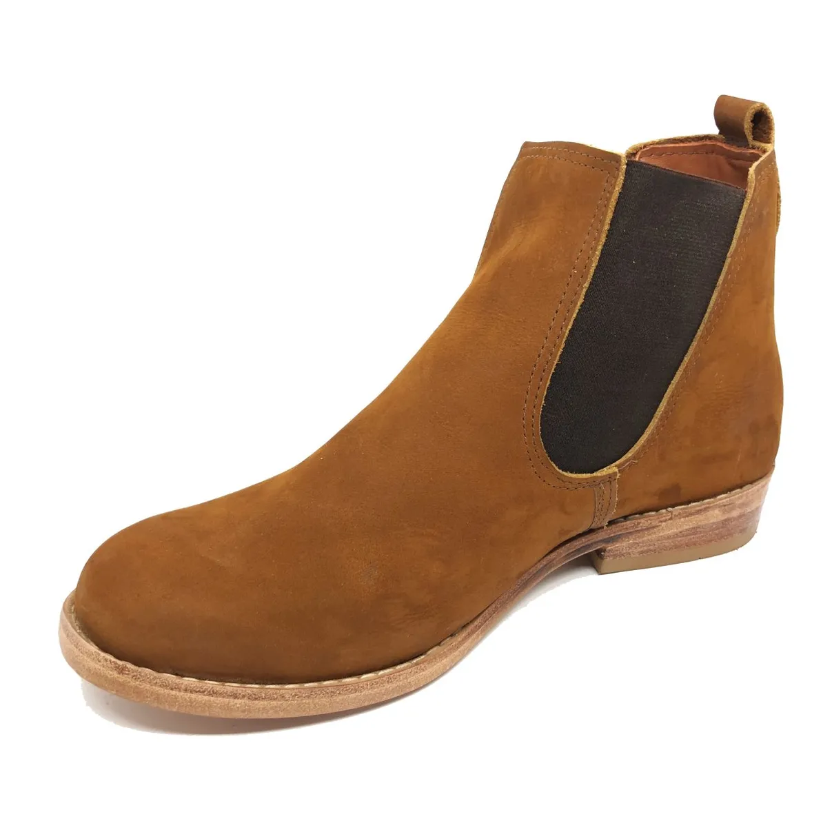 Bota de couro bovino Casual Bufalada Caramelo - CANO CURTO, BICO REDONDO, SOLADO DE COURO ARTESANAL