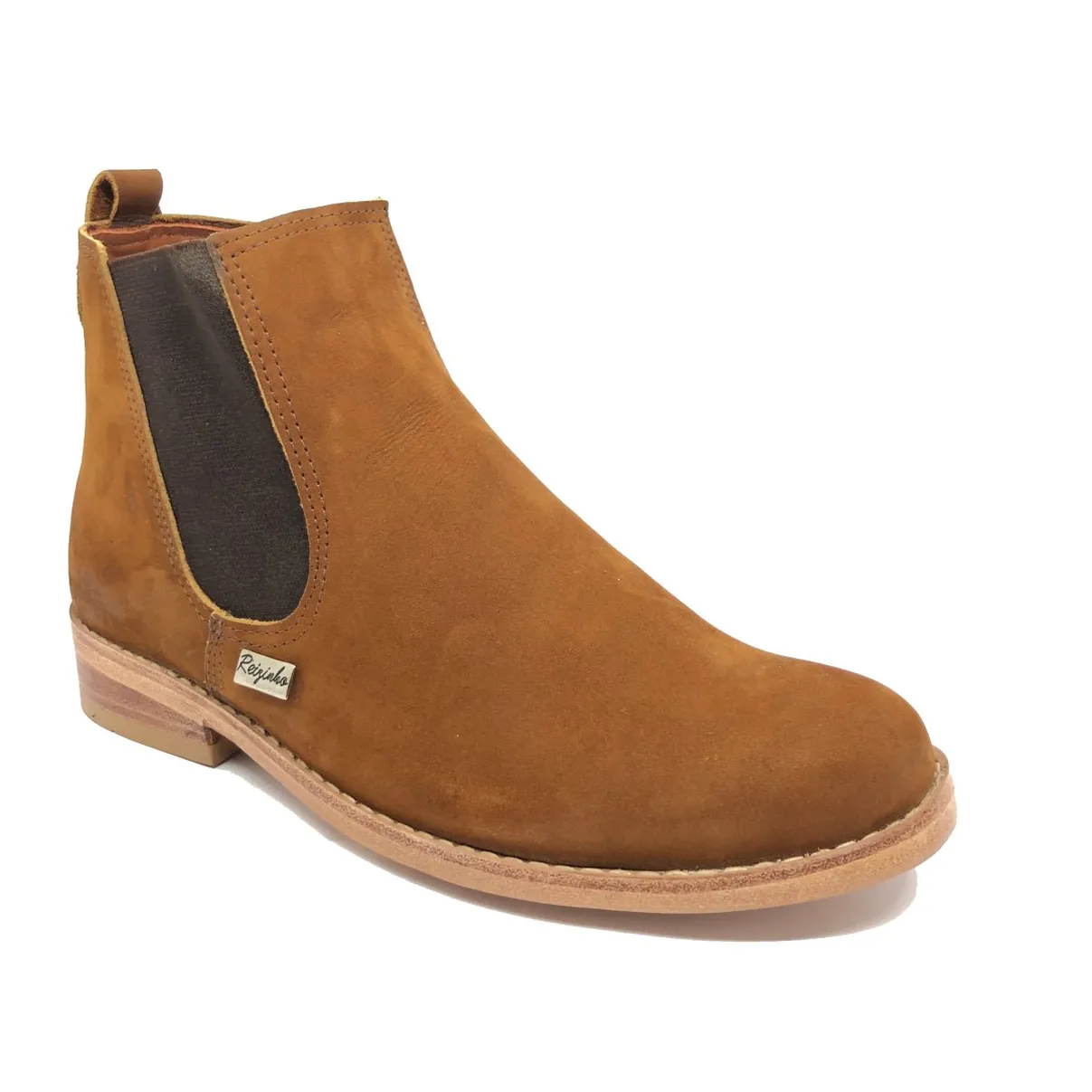 Bota de couro bovino Casual Bufalada Caramelo - CANO CURTO, BICO REDONDO, SOLADO DE COURO ARTESANAL