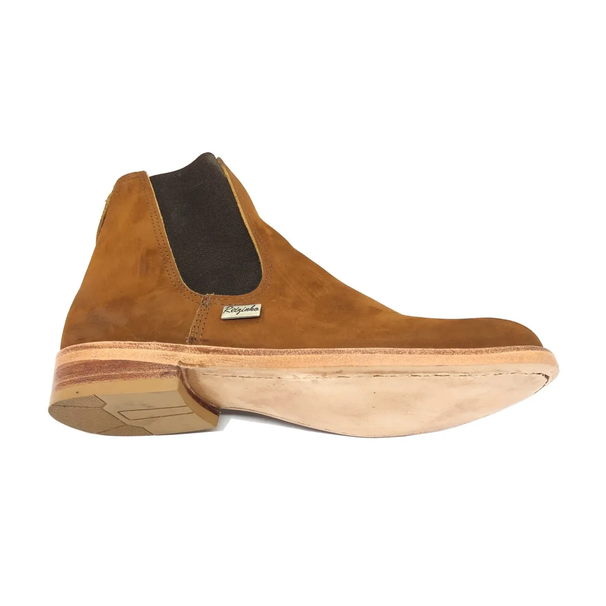 Bota de couro bovino Casual Bufalada Caramelo - CANO CURTO, BICO REDONDO, SOLADO DE COURO ARTESANAL