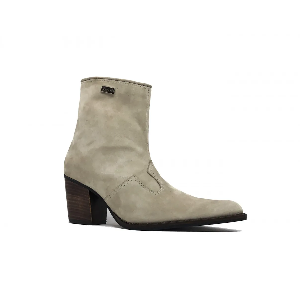 Bota Western Feminina Bufalada Cinza - Cano Curto, Bico Fino