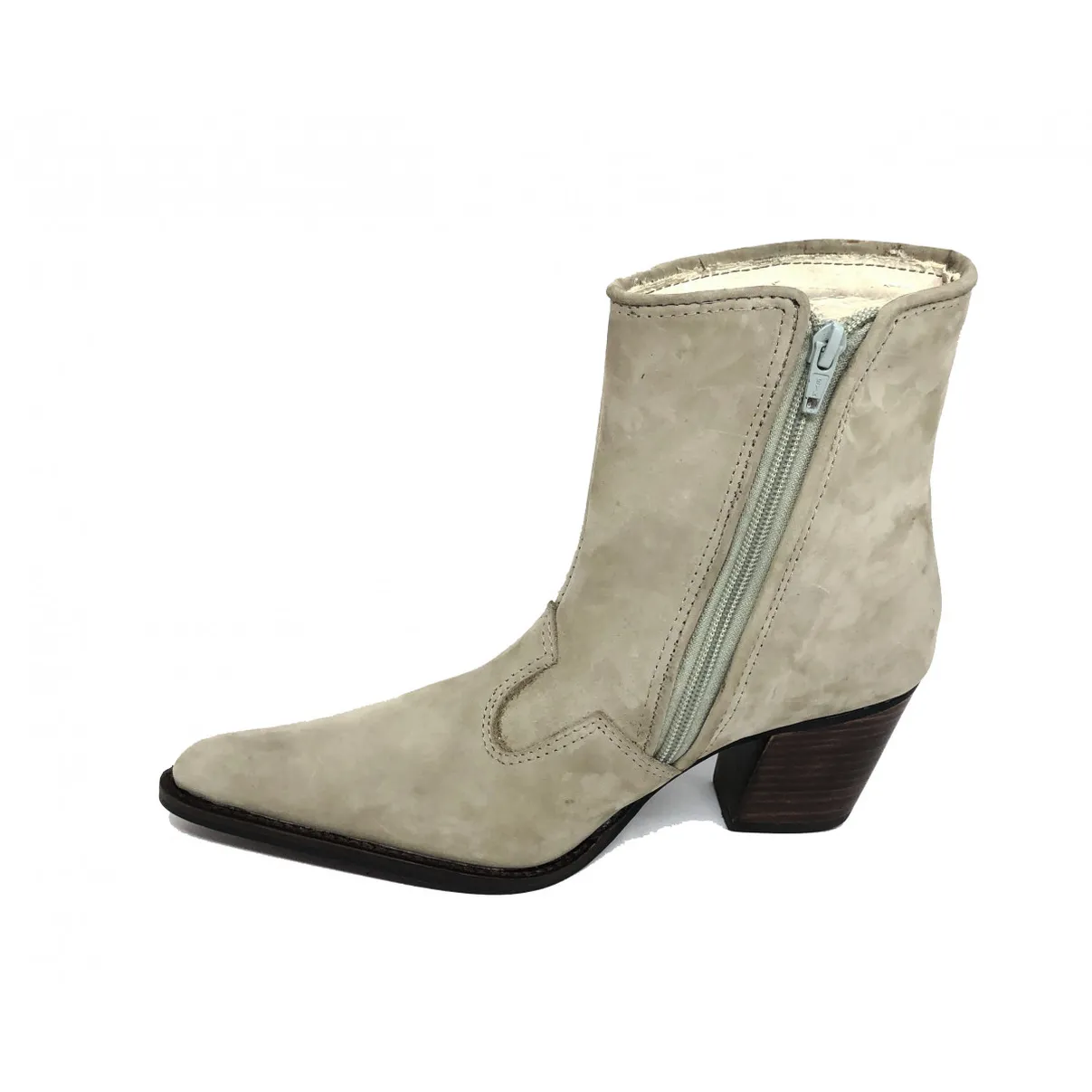 Bota Western Feminina Bufalada Cinza - Cano Curto, Bico Fino