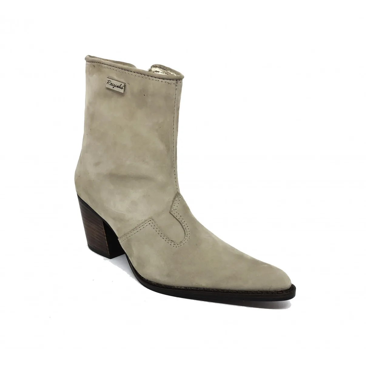 Bota Western Feminina Bufalada Cinza - Cano Curto, Bico Fino