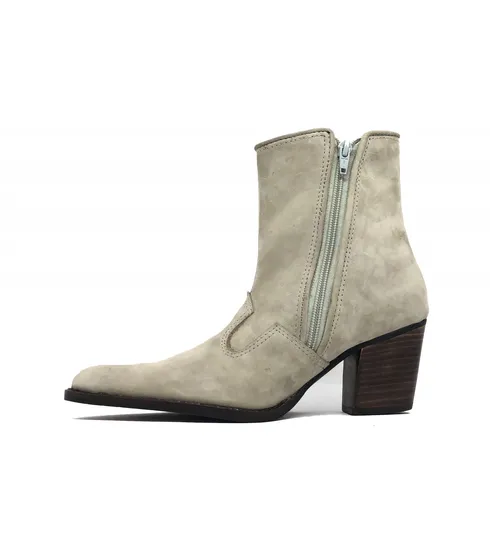 Bota Western Feminina Bufalada Cinza - Cano Curto, Bico Fino