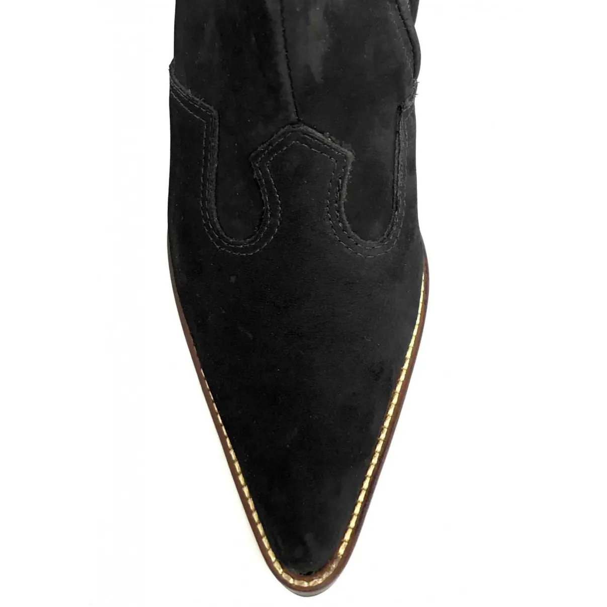 Bota Western Feminina de Couro Bovino Bufalada Preta - Cano Curto, Bico Fino