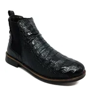 Bota de Couro de Jacaré Preto Casual Premium - CANO CURTO, BICO REDONDO, ​SOLADO FLEX COMFORT - imagem 5