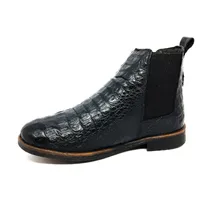 Bota de Couro de Jacaré Preto Casual Premium - CANO CURTO, BICO REDONDO, ​SOLADO FLEX COMFORT - imagem 4