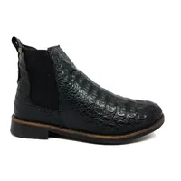 Bota de Couro de Jacaré Preto Casual Premium - CANO CURTO, BICO REDONDO, ​SOLADO FLEX COMFORT - imagem 1
