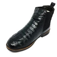 Bota de Couro de Jacaré Preto Casual Premium - CANO CURTO, BICO REDONDO, ​SOLADO FLEX COMFORT - imagem 2