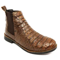 Bota de Couro de Jacaré Tabaco Casual Premium - CANO CURTO, BICO REDONDO, ​​SOLADO FLEX COMFORT - imagem 1
