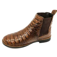 Bota de Couro de Jacaré Tabaco Casual Premium - CANO CURTO, BICO REDONDO, ​​SOLADO FLEX COMFORT - imagem 2