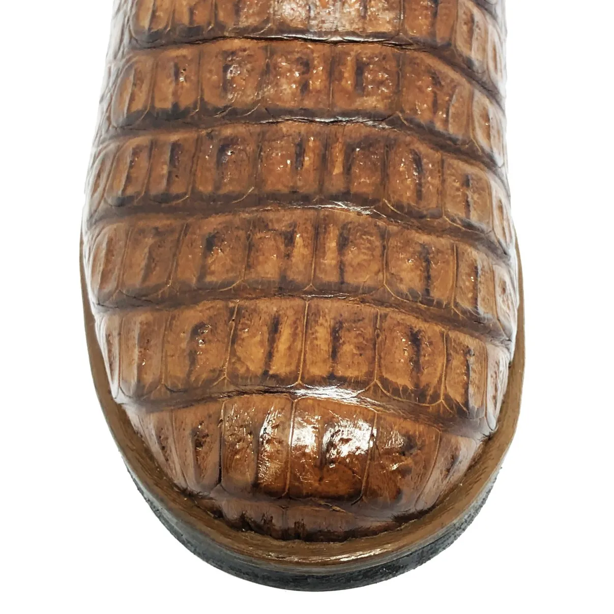 Bota de Couro de Jacaré Tabaco Casual Premium - CANO CURTO, BICO REDONDO, ​​SOLADO FLEX COMFORT