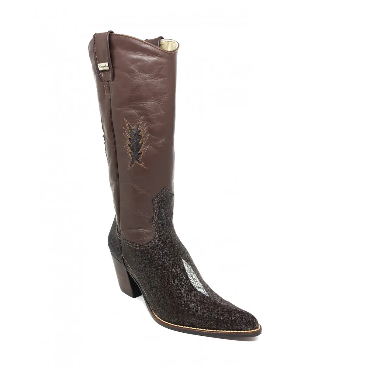 Bota Western Feminina de Arraia Café Apply - Cano Alto, Bico Fino