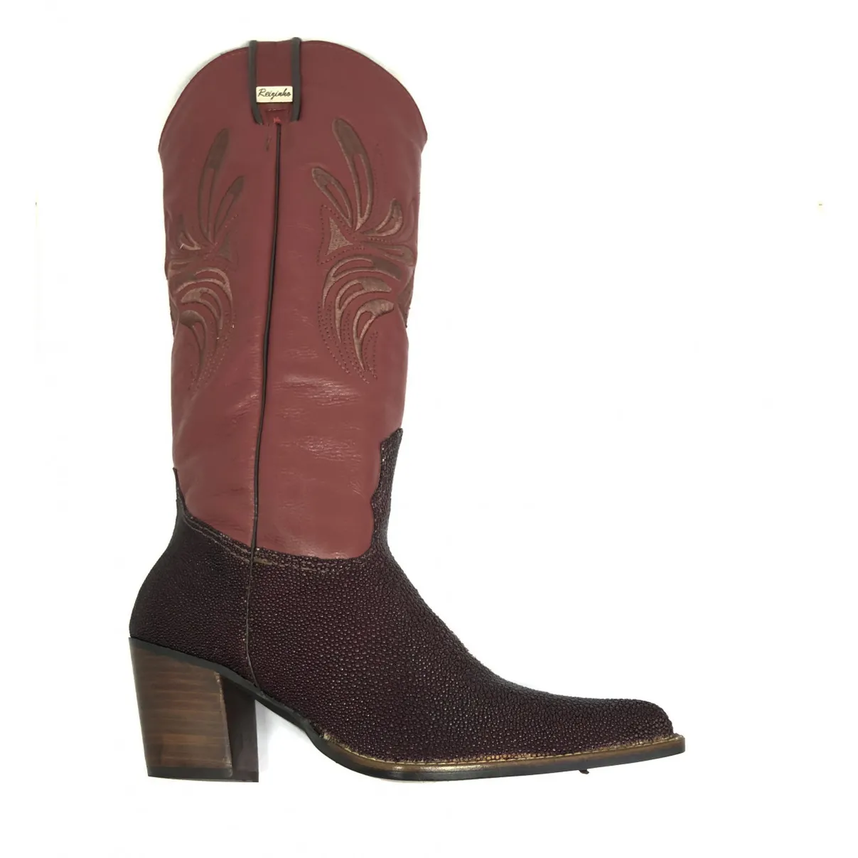 Bota Western Feminina de Arraia Vinho - Cano Alto, Bico Fino
