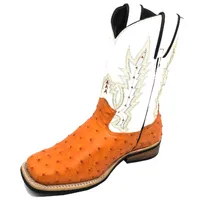 Bota de Avestruz Cheio Laranja - Cano Médio, Bico Quadrado - imagem 5