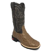 Bota de Avestruz Cheio Marrom - Cano Alto, Bico Quadrado, Solado Flex Comfort - imagem 6