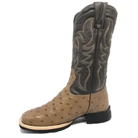 Bota de Avestruz Cheio Marrom - Cano Alto, Bico Quadrado, Solado Flex Comfort - imagem 5
