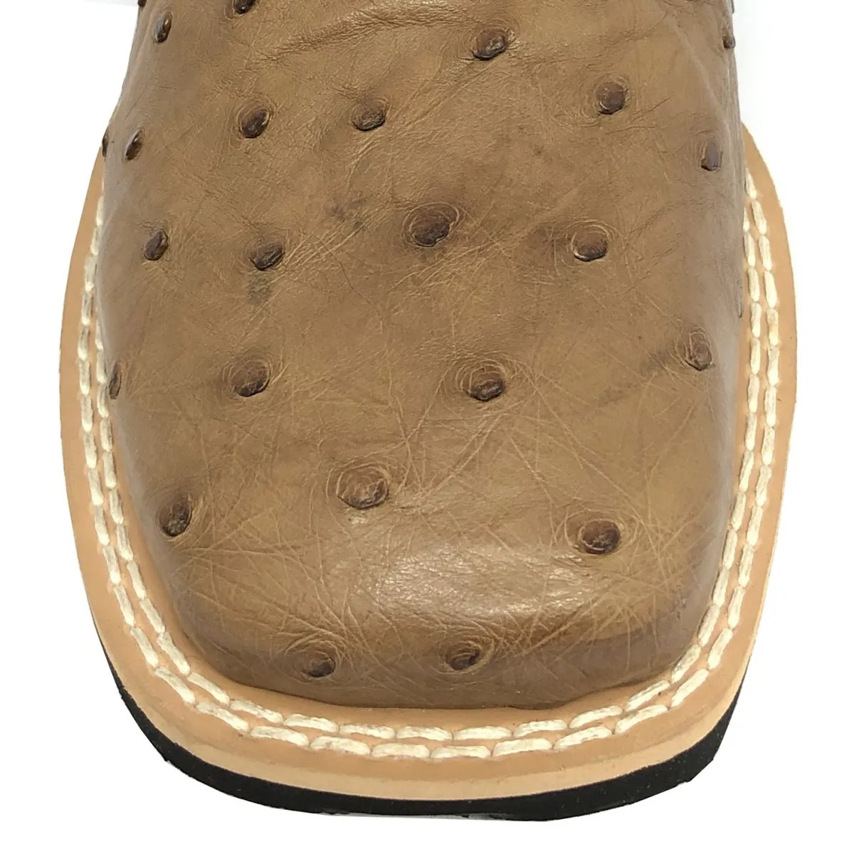 Bota de Avestruz Cheio Marrom - Cano Alto, Bico Quadrado, Solado Flex Comfort