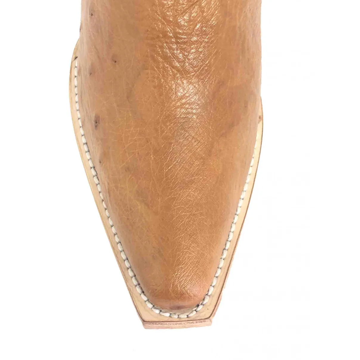 Bota de Barriga de Avestruz Conhaque, SOLADO DE COURO ARTESANAL