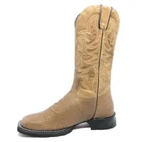 Bota de Barriga de Avestruz Conhaque Escuro - Cano Alto, Bico Quadrado, Solado Flex Comfort - imagem 1