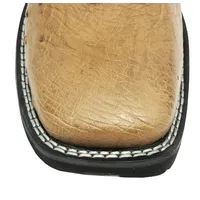 Bota de Barriga de Avestruz Conhaque Escuro - Cano Alto, Bico Quadrado, Solado Flex Comfort - imagem 3