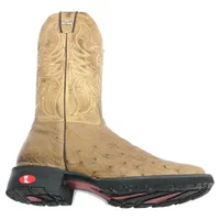 Bota de Barriga de Avestruz Conhaque Escuro - Cano Alto, Bico Quadrado, Solado Flex Comfort - imagem 6