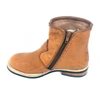 Bota de Barriga de Avestruz Conhaque - CANO CURTO, BICO REDONDO, SOLADO X-FLEX ARTESANAL - imagem 1