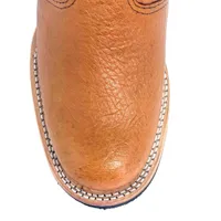 Bota de Barriga de Avestruz Conhaque - CANO CURTO, BICO REDONDO, SOLADO X-FLEX ARTESANAL - imagem 3