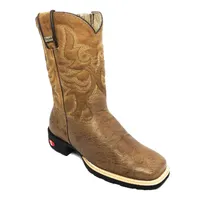 Bota de Barriga de Avestruz Conhaque Escuro - Cano Médio, Bico Quadrado, Solado Flex Comfort - imagem 5