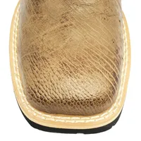 Bota de Barriga de Avestruz Conhaque Escuro - Cano Médio, Bico Quadrado, Solado Flex Comfort - imagem 3